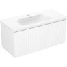 Mexen Rivel 100 cm Badezimmerschrank mit Vela-Waschbecken, 1 Schublade, geriffelt, weiß matt - 91A20-10047-1-BF01-W23M01