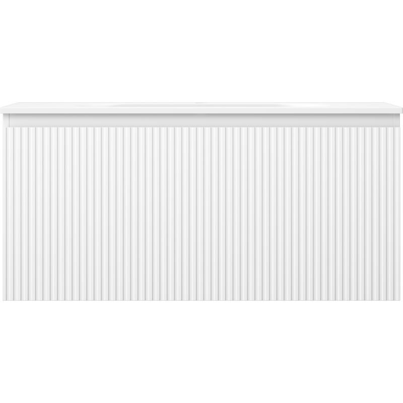 Mexen Rivel 100 cm Badezimmerschrank mit Vela-Waschbecken, 1 Schublade, geriffelt, weiß matt - 91A20-10047-1-BF01-W23M01