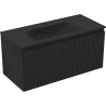 Mexen Rivel Badezimmerunterschrank 100 cm mit Waschbecken Vela, 1 Schublade, gerillt, schwarz matt - 91A20-10047-1-BF71-W23M71