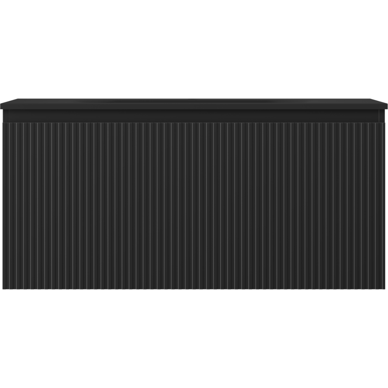 Mexen Rivel Badezimmerunterschrank 100 cm mit Waschbecken Vela, 1 Schublade, gerillt, schwarz matt - 91A20-10047-1-BF71-W23M71