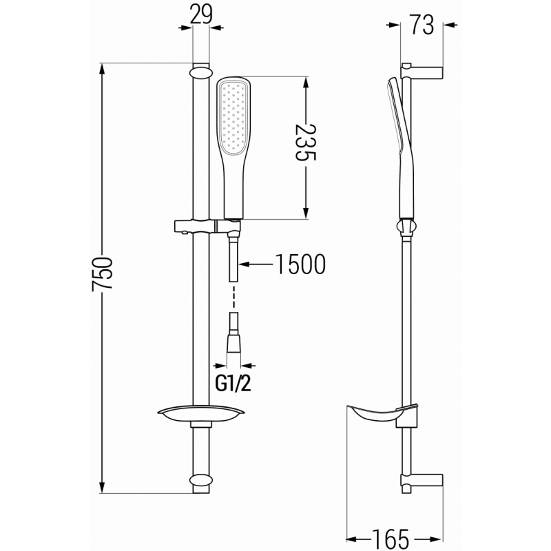 Mexen DB49 schwarzes, verschiebbares Duschset - 785494584-75