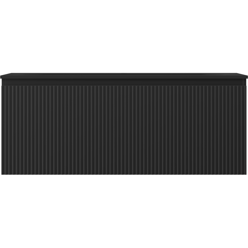Mexen Rivel Badezimmerschrank 120 cm mit Waschbecken Vela, 1 Schublade, geriffelt, schwarz matt - 91A20-12047-1-BF71-W23M71