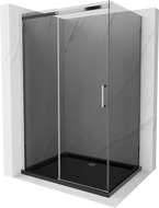 Mexen Omega Schiebeduschkabine 120 x 90 cm, Graphit, Chrom + Flat-Duschwanne, Schwarz - 825-120-090-01-40-4070