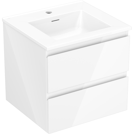 Mexen Orio Badezimmerschrank 50 cm mit Waschbecken Otis, 2 Schubladen, weißer Glanz - 91A10-05047-2-BFF00-W18M00