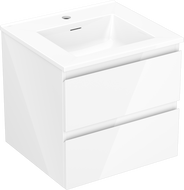 Mexen Orio Badezimmerschrank 50 cm mit Waschbecken Otis, 2 Schubladen, weißer Glanz - 91A10-05047-2-BFF00-W18M00