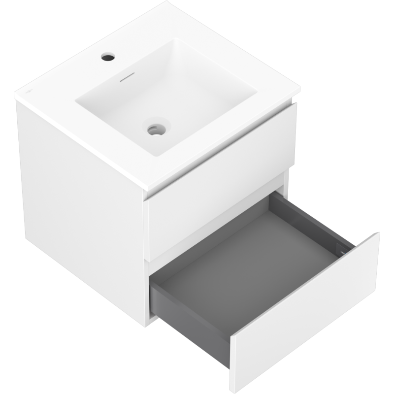 Mexen Orio Badezimmerschrank 50 cm mit Waschbecken Otis, 2 Schubladen, weiß matt - 91A10-05047-2-BFF01-W18M01