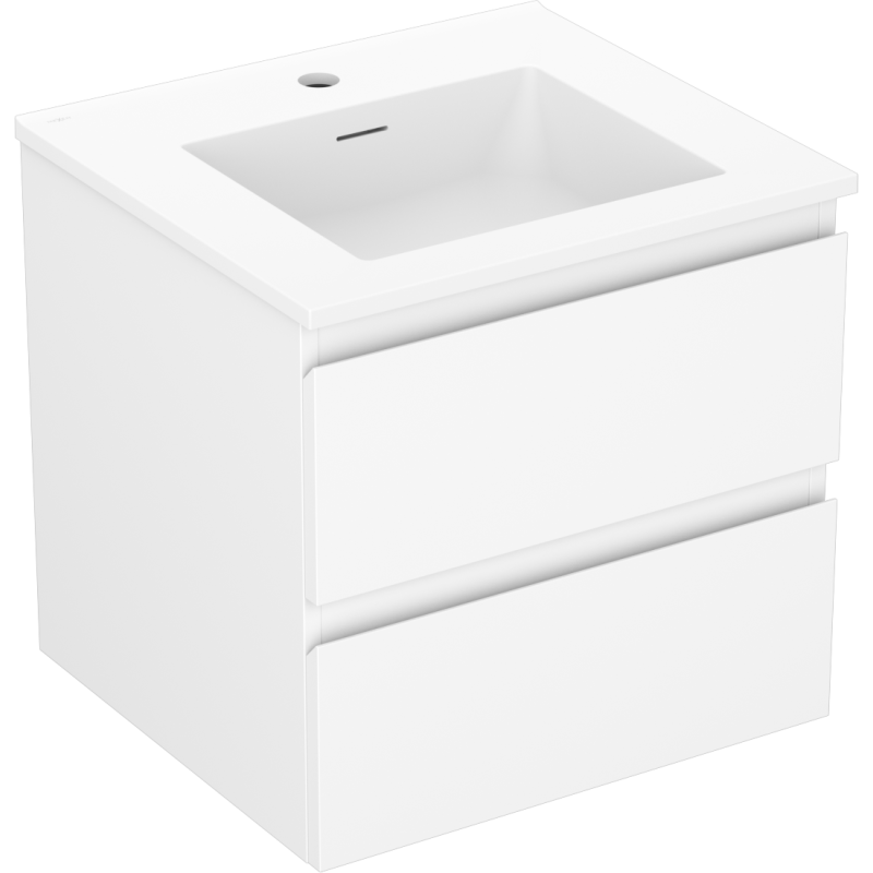 Mexen Orio Badezimmerschrank 50 cm mit Waschbecken Otis, 2 Schubladen, weiß matt - 91A10-05047-2-BFF01-W18M01