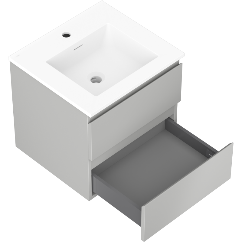 Mexen Orio Badezimmerschrank 50 cm mit Waschbecken Otis, 2 Schubladen, grau matt/weiß matt - 91A10-05047-2-BFF62-W18M01