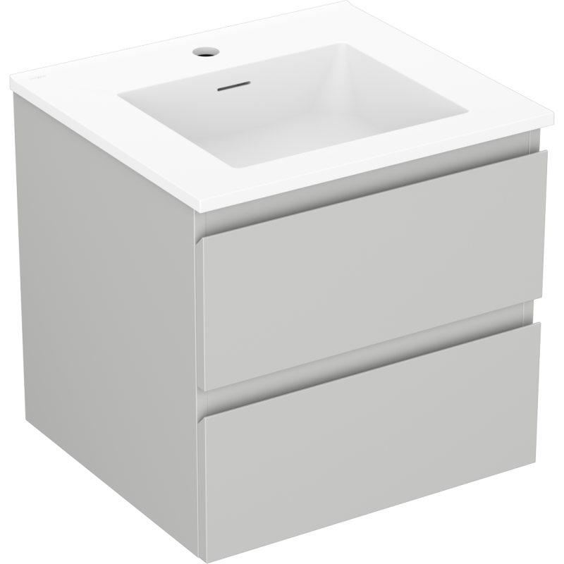 Mexen Orio Badezimmerschrank 50 cm mit Waschbecken Otis, 2 Schubladen, grau matt/weiß matt - 91A10-05047-2-BFF62-W18M01