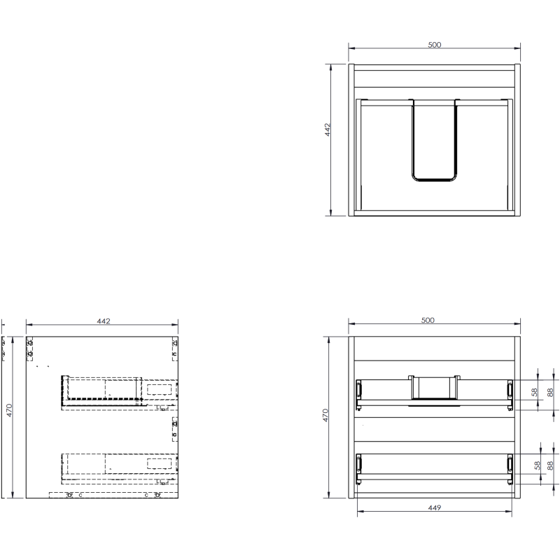 Mexen Orio Badezimmerschrank 50 cm mit Waschbecken Otis, 2 Schubladen, grafit matt/weiß matt - 91A10-05047-2-BFF66-W18M01