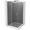 Mexen Omega verschiebbare Duschkabine 100 x 100 cm, Graphit, Chrom + Flat-Duschwanne, weiß - 825-100-100-01-40-4010