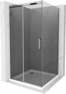 Mexen Omega verschiebbare Duschkabine 100 x 100 cm, Graphit, Chrom + Flat-Duschwanne, weiß - 825-100-100-01-40-4010