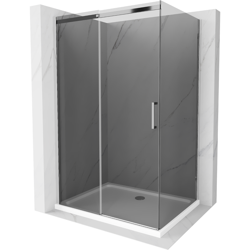 Mexen Omega Schiebeduschkabine 110 x 70 cm, graphit, chrom + Duschwanne Flat, weiß - 825-110-070-01-40-4010