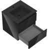 Mexen Orio Badezimmerschrank 50 cm mit Waschbecken Otis, 2 Schubladen, schwarz glänzend/schwarz matt
