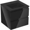 Mexen Orio Badezimmerschrank 50 cm mit Waschbecken Otis, 2 Schubladen, schwarz glänzend/schwarz matt