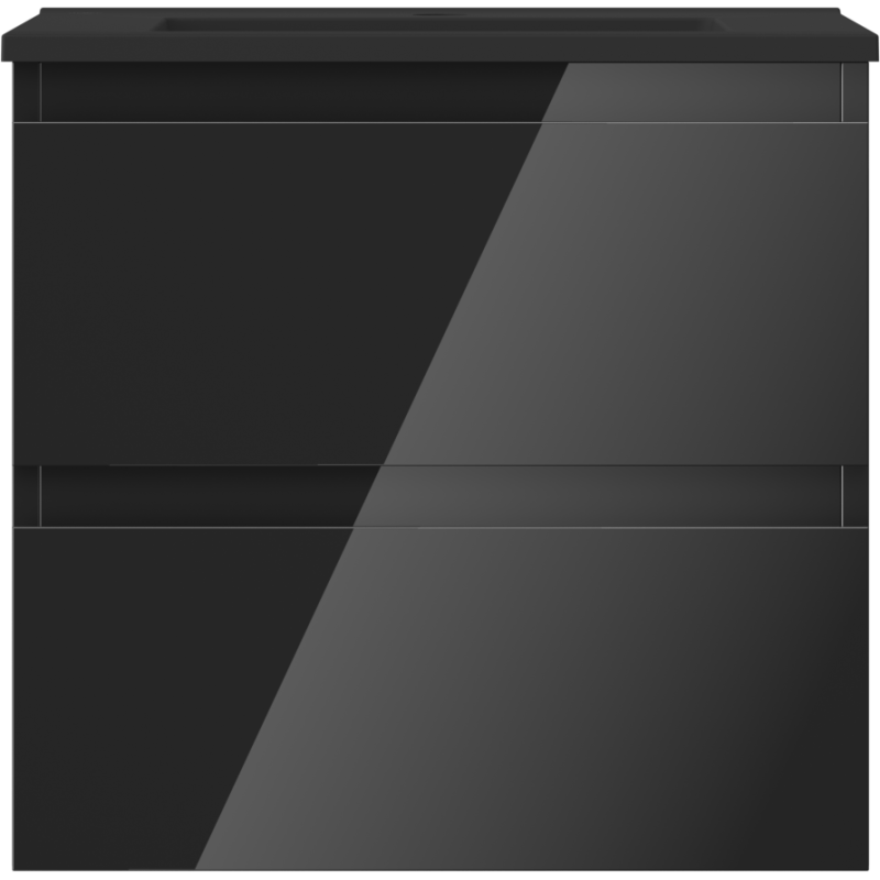 Mexen Orio Badezimmerschrank 50 cm mit Waschbecken Otis, 2 Schubladen, schwarz glänzend/schwarz matt
