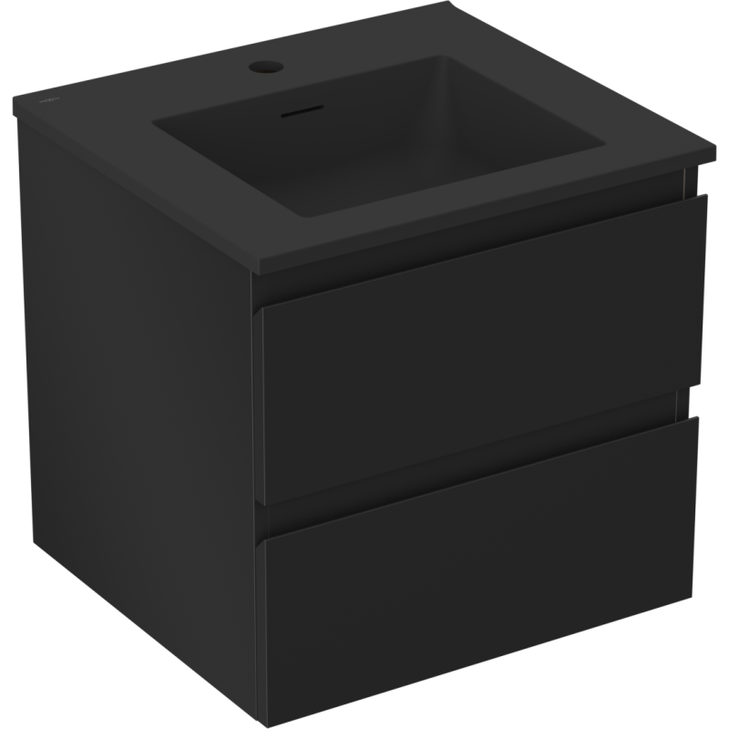 Mexen Orio Badezimmerunterschrank 50 cm mit Waschbecken Otis, 2 Schubladen, schwarz matt - 91A10-05047-2-BFF71-W18M71