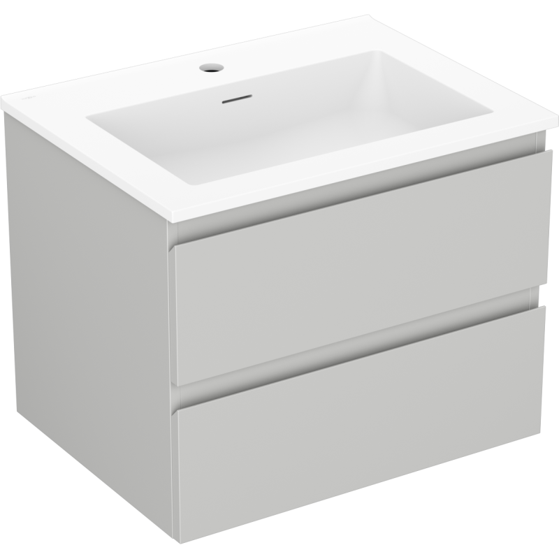 Mexen Orio Badezimmerschrank 60 cm mit Waschbecken Otis, 2 Schubladen, grau matt/weiß matt - 91A10-06047-2-BFF62-W18M01