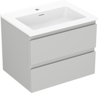 Mexen Orio Badezimmerschrank 60 cm mit Waschbecken Otis, 2 Schubladen, grau matt/weiß matt - 91A10-06047-2-BFF62-W18M01