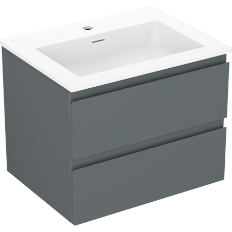 Mexen Orio Badezimmerschrank 60 cm mit Waschbecken Otis, 2 Schubladen, Graphit matt/weiß matt - 91A10-06047-2-BFF66-W18M01
