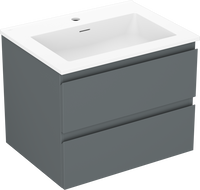 Mexen Orio Badezimmerschrank 60 cm mit Waschbecken Otis, 2 Schubladen, Graphit matt/weiß matt - 91A10-06047-2-BFF66-W18M01