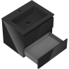 Mexen Orio Badezimmerschrank 60 cm mit Waschbecken Otis, 2 Schubladen, Schwarz glänzend/Schwarz matt