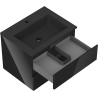 Mexen Orio Badezimmerschrank 60 cm mit Waschbecken Otis, 2 Schubladen, Schwarz glänzend/Schwarz matt