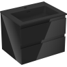 Mexen Orio Badezimmerschrank 60 cm mit Waschbecken Otis, 2 Schubladen, Schwarz glänzend/Schwarz matt