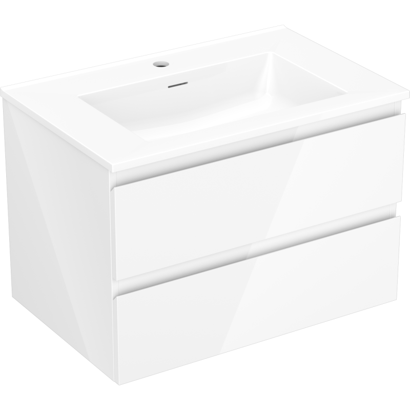 Mexen Orio Badezimmerunterschrank 70 cm mit Waschbecken Otis, 2 Schubladen, weiß glänzend - 91A10-07047-2-BFF00-W18M00