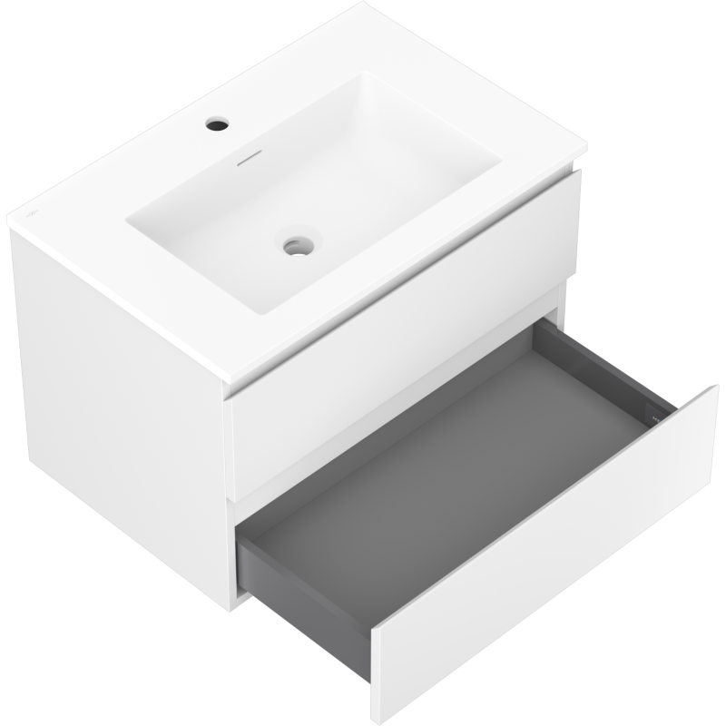 Mexen Orio Badezimmerschrank 70 cm mit Waschbecken Otis, 2 Schubladen, weiß matt - 91A10-07047-2-BFF01-W18M01