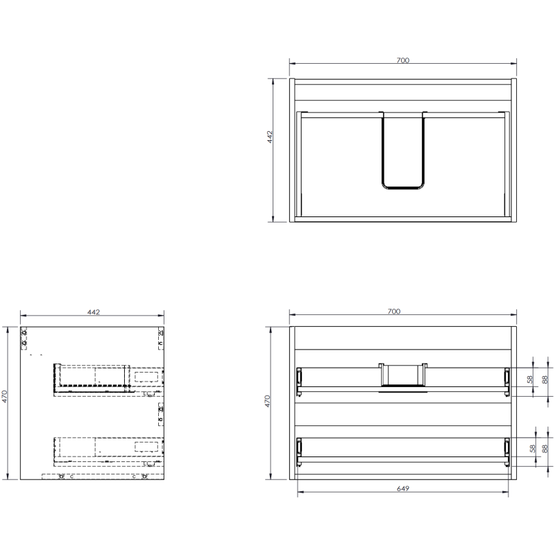 Mexen Orio Badezimmerschrank 70 cm mit Waschbecken Otis, 2 Schubladen, weiß matt - 91A10-07047-2-BFF01-W18M01