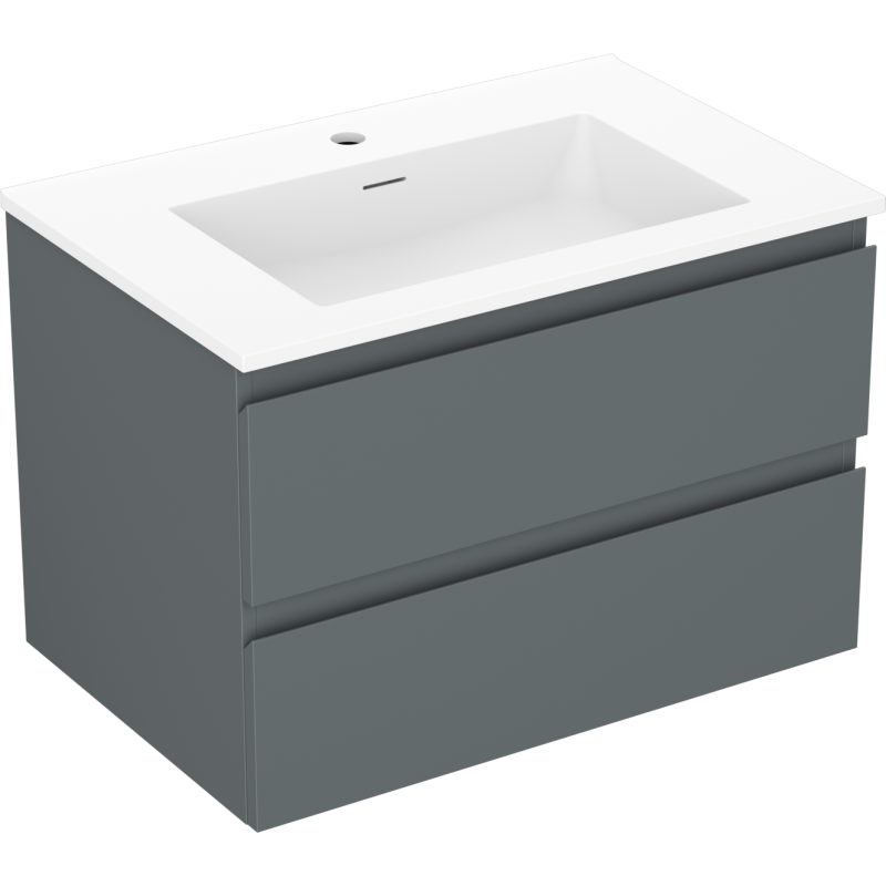 Mexen Orio Badezimmerschrank 70 cm mit Waschbecken Otis, 2 Schubladen, Graphit Matt/Weiß Matt - 91A10-07047-2-BFF66-W18M01