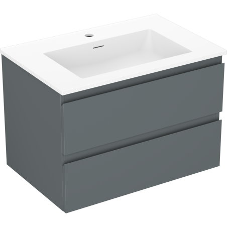 Mexen Orio Badezimmerschrank 70 cm mit Waschbecken Otis, 2 Schubladen, Graphit Matt/Weiß Matt - 91A10-07047-2-BFF66-W18M01