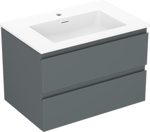 Mexen Orio Badezimmerschrank 70 cm mit Waschbecken Otis, 2 Schubladen, Graphit Matt/Weiß Matt - 91A10-07047-2-BFF66-W18M01