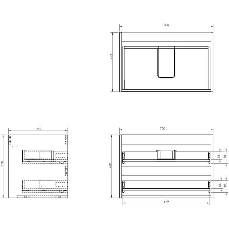 Mexen Orio Badezimmerschrank 70 cm mit Waschbecken Otis, 2 Schubladen, Graphit Matt/Weiß Matt - 91A10-07047-2-BFF66-W18M01