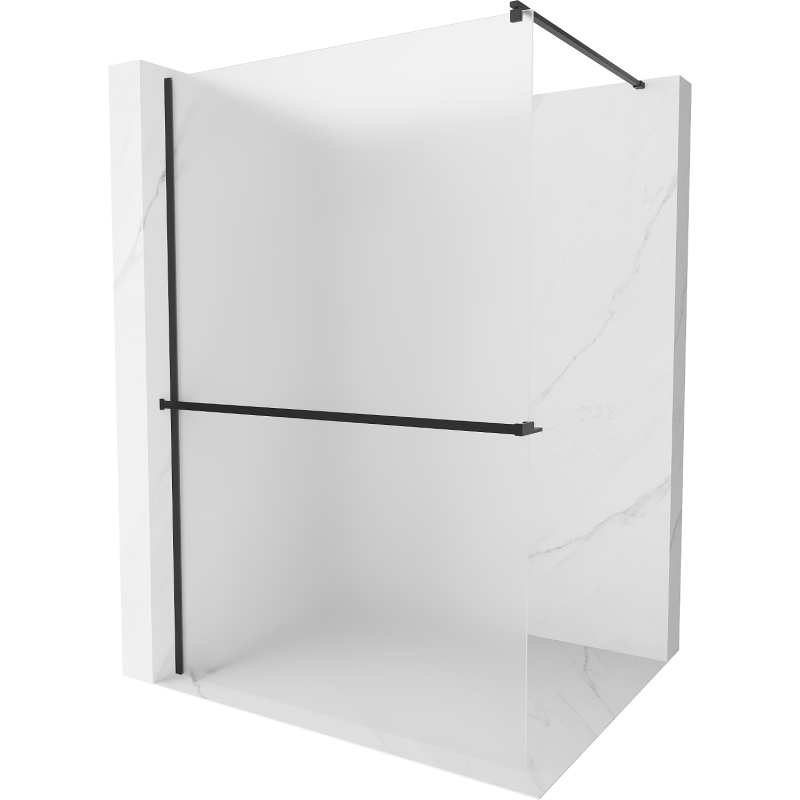Mexen Kioto+ Duschwand mit Ablage Walk-in 90 x 200 cm, Frost, Schwarz - 800-090-121-70-30