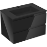 Mexen Orio Badezimmerschrank 70 cm mit Waschbecken Otis, 2 Schubladen, schwarzer Hochglanz/schwarzmatt