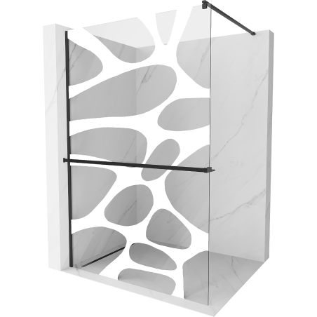 Mexen Kioto+ Duschwand mit Regal Walk-in 90 x 200 cm, weiße Welle, schwarz - 800-090-121-70-97