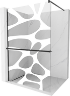 Mexen Kioto+ Duschwand mit Regal Walk-in 90 x 200 cm, weiße Welle, schwarz - 800-090-121-70-97
