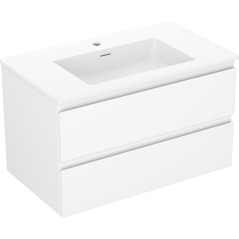 Mexen Orio Badezimmerunterschrank 80 cm mit Waschbecken Otis, 2 Schubladen, weiß matt - 91A10-08047-2-BFF01-W18M01