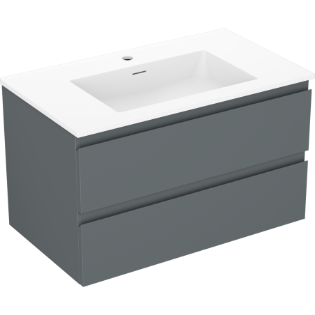 Mexen Orio Badezimmerschrank 80 cm mit Waschbecken Otis, 2 Schubladen, Graphit matt/weiß matt - 91A10-08047-2-BFF66-W18M01