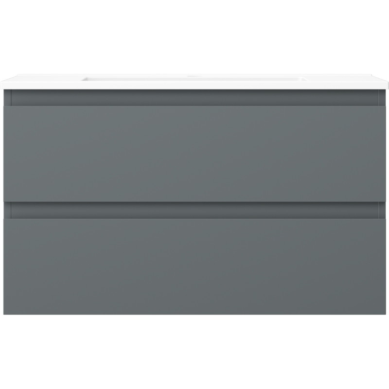 Mexen Orio Badezimmerschrank 80 cm mit Waschbecken Otis, 2 Schubladen, Graphit matt/weiß matt - 91A10-08047-2-BFF66-W18M01