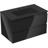Mexen Orio Badezimmerschrank 80 cm mit Waschbecken Otis, 2 Schubladen, schwarz glänzend / schwarz matt