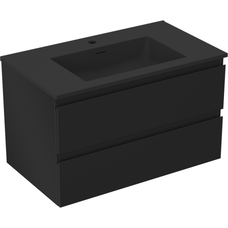 Mexen Orio Badezimmerunterschrank 80 cm mit Waschbecken Otis, 2 Schubladen, schwarz matt - 91A10-08047-2-BFF71-W18M71