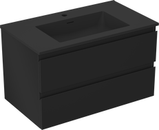 Mexen Orio Badezimmerunterschrank 80 cm mit Waschbecken Otis, 2 Schubladen, schwarz matt - 91A10-08047-2-BFF71-W18M71
