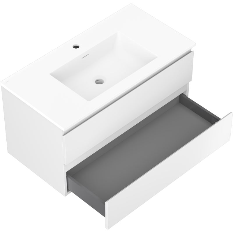 Mexen Orio Badezimmerschrank 90 cm mit Waschbecken Otis, 2 Schubladen, weiß matt - 91A10-09047-2-BFF01-W18M01