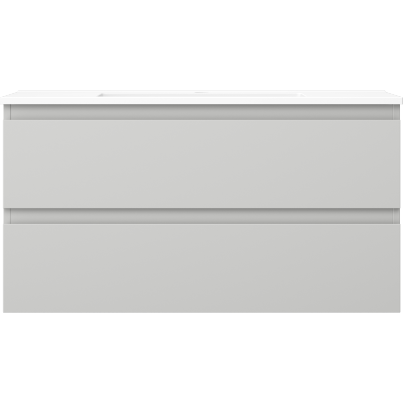 Mexen Orio Badezimmerschrank 90 cm mit Waschbecken Otis, 2 Schubladen, grau matt/weiß matt - 91A10-09047-2-BFF62-W18M01