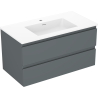 Mexen Orio Badezimmerschrank 90 cm mit Waschbecken Otis, 2 Schubladen, Graphit matt/Weiß matt - 91A10-09047-2-BFF66-W18M01