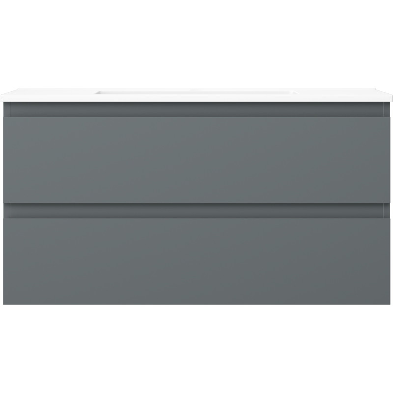 Mexen Orio Badezimmerschrank 90 cm mit Waschbecken Otis, 2 Schubladen, Graphit matt/Weiß matt - 91A10-09047-2-BFF66-W18M01