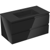 Mexen Orio Badezimmerschrank 90 cm mit Waschbecken Otis, 2 Schubladen, Schwarz Hochglanz/Schwarz Matt